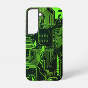 Custom Cyber Green PCB Circuit Board Tech Art Samsung Galaxy Case