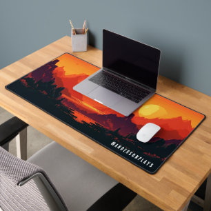 Custom Cyber Sunset Retro Gaming Desk Mat