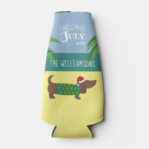 Custom Dachshund Christmas in July Party Bottle Cooler