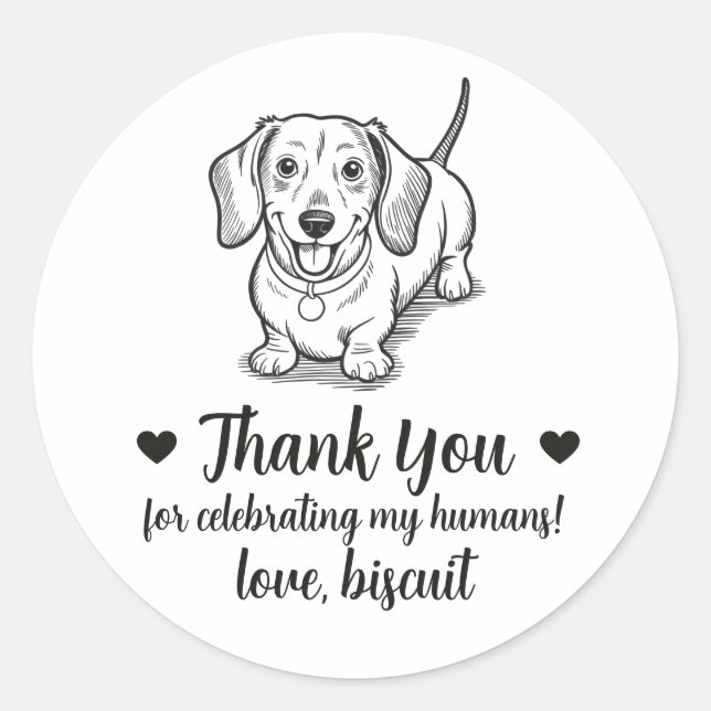 Custom Dachshund Dog Wedding Favour Stickers (Front)