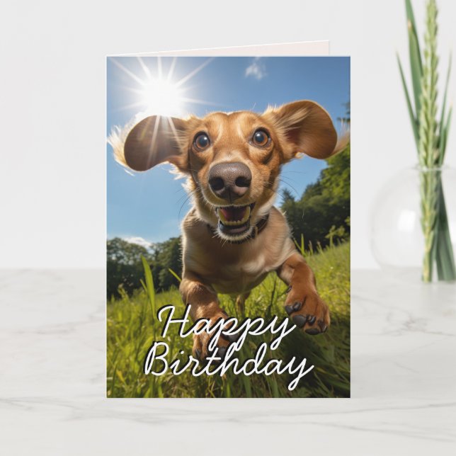 Custom Dachshund Happy Birthday Card (Front)