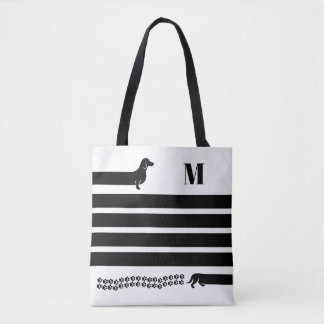 Custom Dachshund Monogram Tote Bag