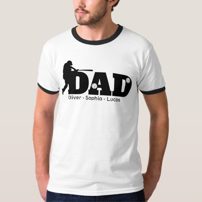 Custom Dad Baseball  T-Shirt (Front)