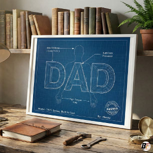 Custom Dad Blueprint Poster - Funny "Built to Last