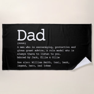 Custom Dad Definition Black And White Beach Towel
