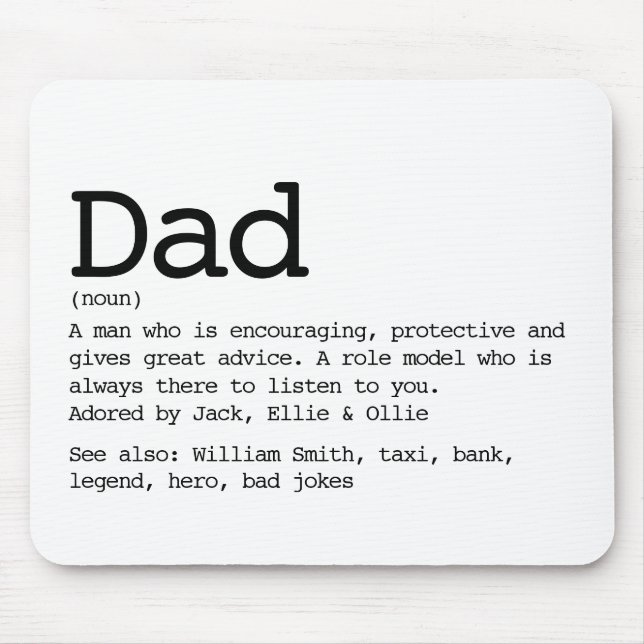 Custom Dad Definition Black And White Mouse Pad (Front)