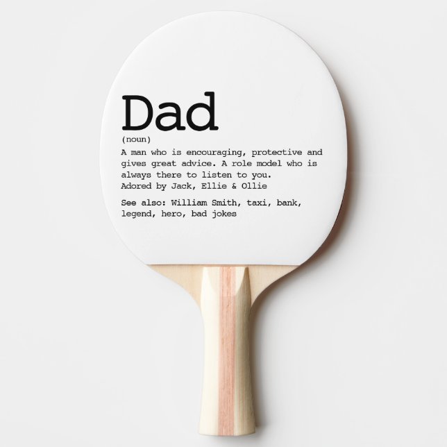 Custom Dad Definition Black And White Ping Pong Paddle (Front)