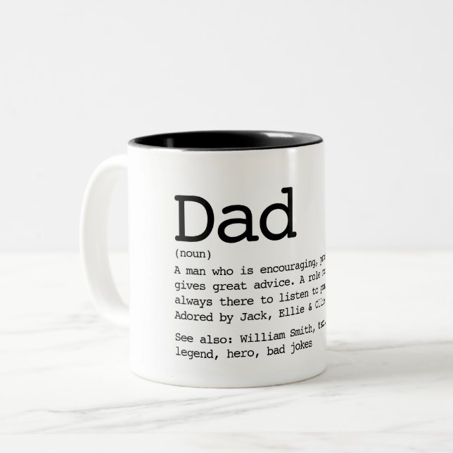 Custom Dad Definition Black And White Two-Tone Coffee Mug (Front Left)