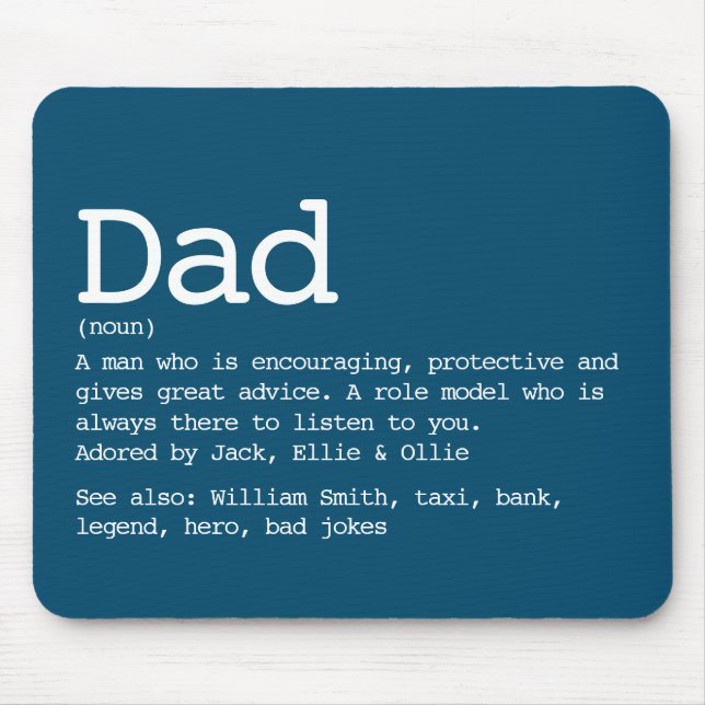Custom Dad Definition Father's Day Blue Mouse Pad (Front)