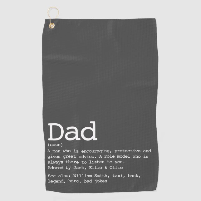 Custom Dad Definition Father's Day Grey Golf Towel (Front)