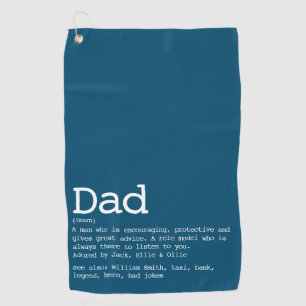 Custom Dad Definition Modern Blue Golf Towel