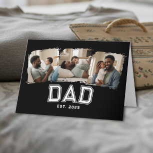 Custom Dad Established 1st Father's Day 3 Photo Card