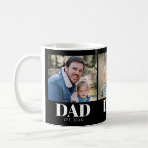 Custom Dad Established 3 Photo Fathers Day Coffee Mug