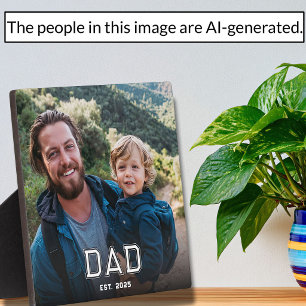 Custom Dad Established Modern Bold Font Photo Plaque