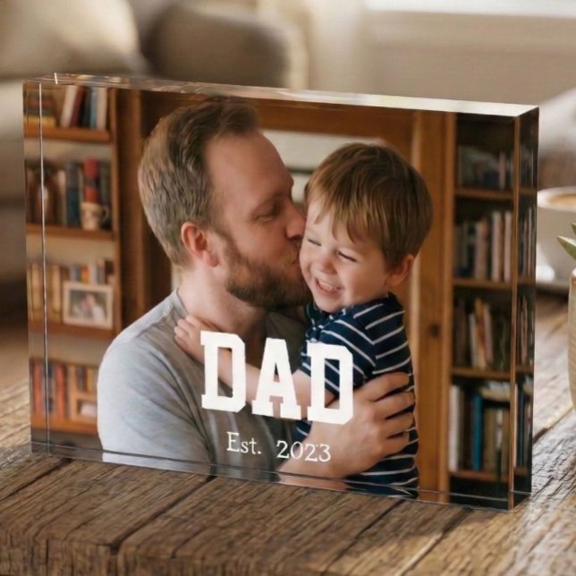 Custom Dad Established Modern Bold Text Photo Block (Creator Uploaded)