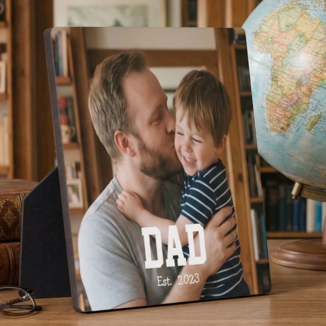 Custom Dad Established Modern Bold Text Plaque (Creator Uploaded)