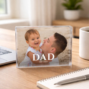 Custom Dad Established Modern Photo Block