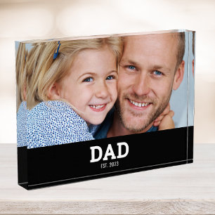 Custom Dad Established Modern Photo Block