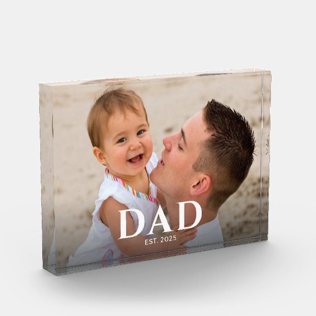 Custom Dad Established Modern Photo Block (Left)