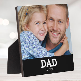 Custom Dad Established Modern Photo Plaque