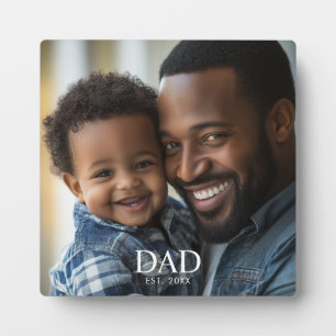 Custom Dad Established Modern Simple Photo  Plaque