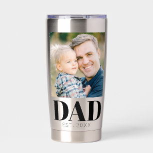 Custom Dad Established Photo Fathers Day Insulated Tumbler