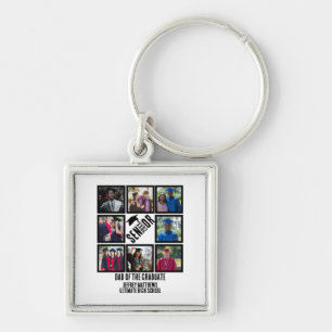 Custom Dad of the Senior graduate 8 Photo Collage Key Ring