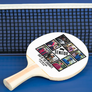 Custom Dad of the Senior graduate 8 Photo Collage Ping Pong Paddle