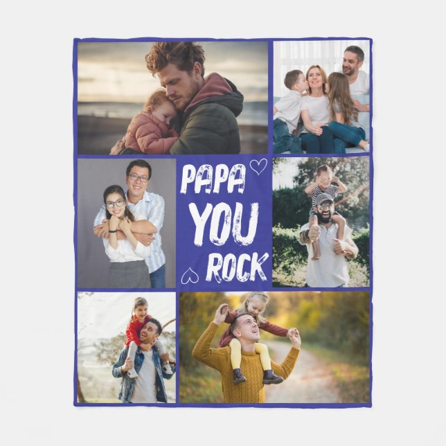 Custom Dad Photo Gift from Kids for Father’s Day Fleece Blanket (Front)