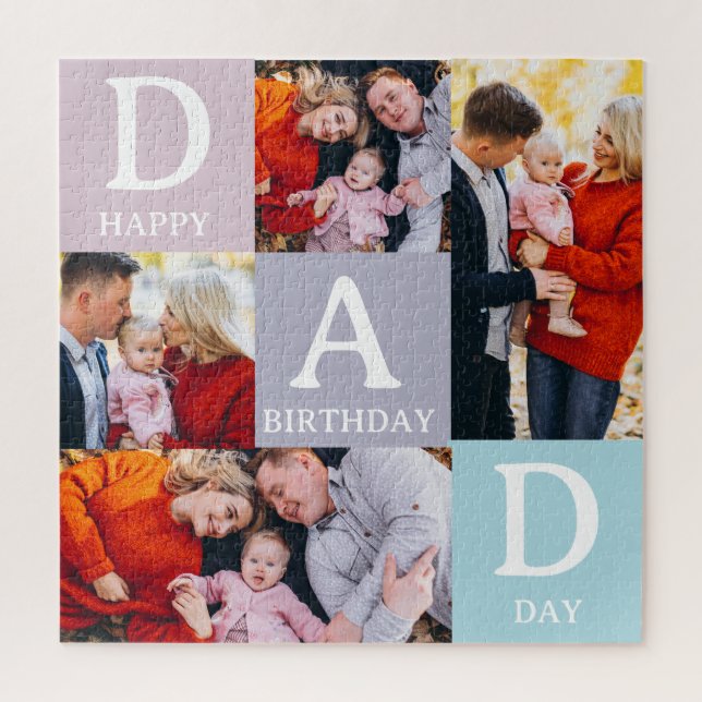 Custom Dad Photo Puzzle – 4 Photos & Text (Vertical)