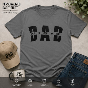 Custom Dad Shirt With Kids Names