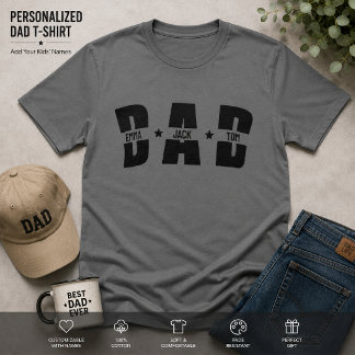 Custom Dad Shirt With Kids Names