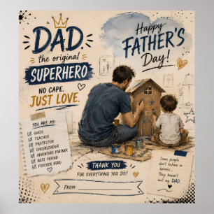 Custom Dad Superhero Poster Print