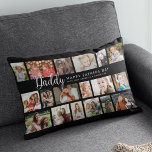 Custom Daddy 18 Photo Collage Lumbar Cushion<br><div class="desc">Discover our photo-centric scatter cushion, an ideal gift for all the fathers in your life. Perfect for birthdays or Father's Day, these pillows allows you to feature 18 photos as a sentimental keepsake. Emblazoned with a cheerful 'Happy Father's Day' text, you have the flexibility to change or delete the message...</div>