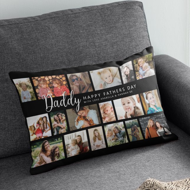 Custom Daddy 18 Photo Collage Lumbar Cushion (Creator Uploaded)