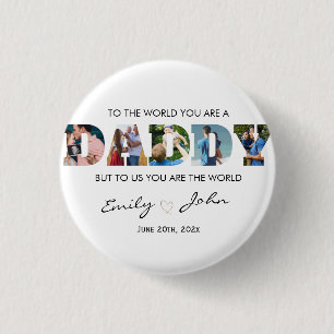 Custom Daddy Father's Day Photo Collage 3 Cm Round Badge