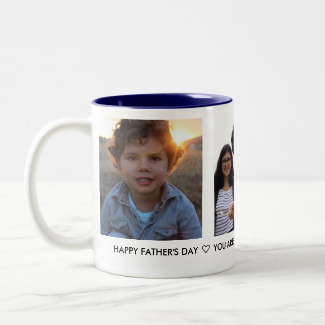 Custom Daddy Father's Day Photo Collage Two-Tone Coffee Mug (Left)