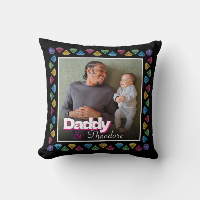 Custom Daddy & Kid Photo Keepsake – Personalised Cushion (Front)