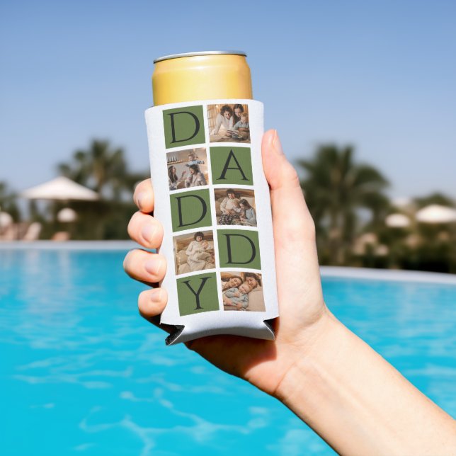 Custom Daddy Photo Collage Cooler – Modern 5-Photo (In Situ Pool)