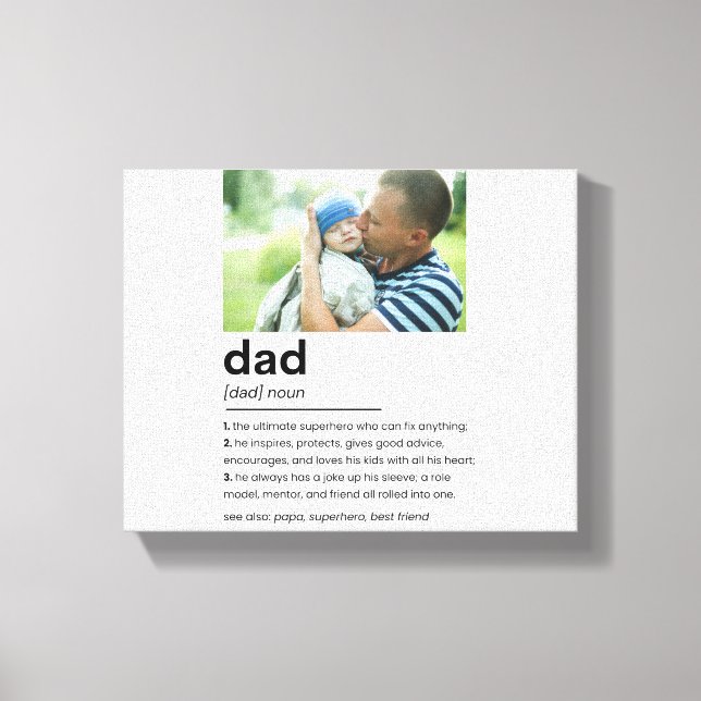 Custom Daddy Photo Gift, Dad Definition Canvas Print (Front)