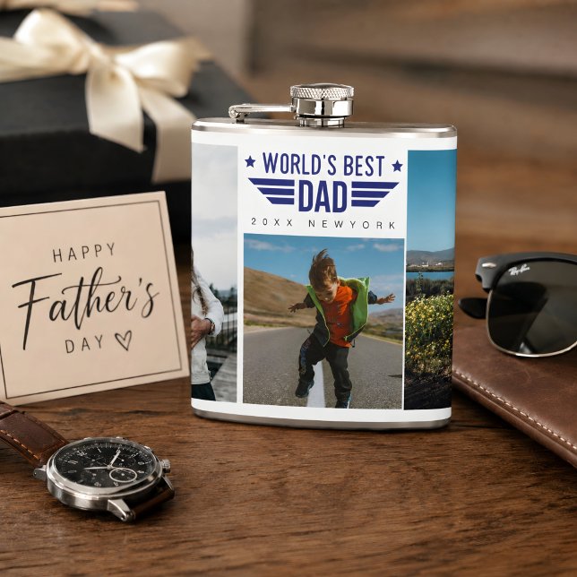 Custom Dad's Day & Family Photo Collage Flask (Custom photo Father's Day Flask. )