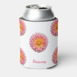 Custom Dahlia and Dew Drops Can Cooler