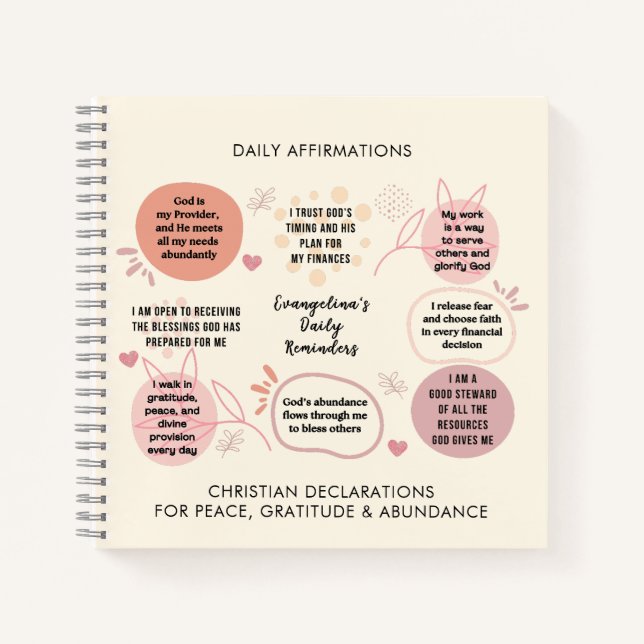 Custom Daily Affirmations Christian Bible Verse Notebook (Front)
