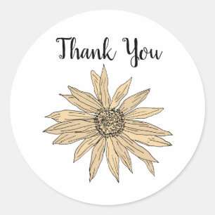 Custom Daisy Flower Painting Thank You Classic Round Sticker