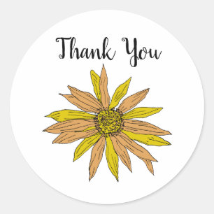 Custom Daisy Flower Painting Thank You Classic Round Sticker