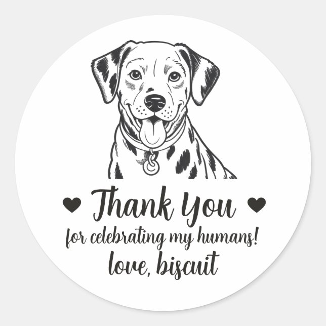 Custom Dalmatian Dog Wedding Favour Stickers (Front)