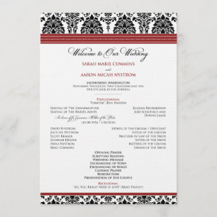 :custom: Damask black/red Wedding Program Programme
