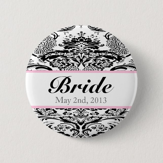 Custom Damask Bride pin (Front)
