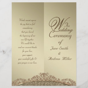Custom damask gold Wedding Program Flyer Design