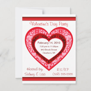 Custom Damask  Heart Valentine's Invitation